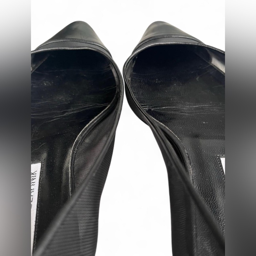 Manolo Blahnik Black Leather and Mesh Flats - Picture 7 of 10